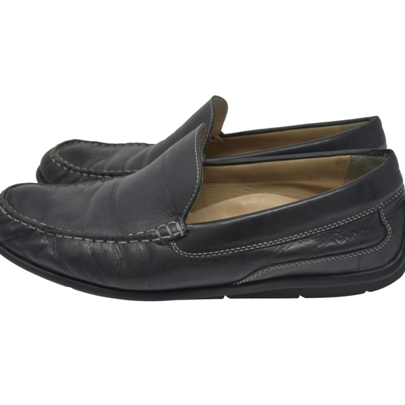*ECCO Sz 10.5 Black Leather Moc Toe Driving Loafer main image 6